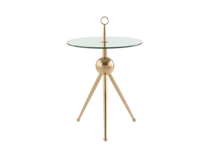 Kayoom Beistelltisch, Gold, Metall, Glas, rund, 46x52x46 cm, Wohnzimmer, Wohnzimmertische, Beistelltische, Beistelltische Metall