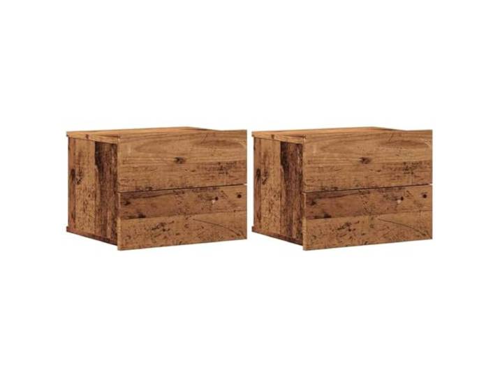 fsahslih Wand-Nachttisch 2er Set Altholz-Optik 40x32x30 cm Hängekonsole Platzsparende Hängekonsole fürs Schlafzimmer schafft freie Bodenflächen, bietet praktische Ablage und moderne Optik.