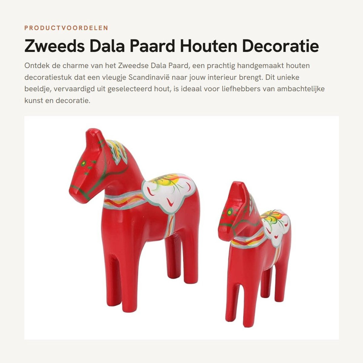 Dailygoods Dala Paard Handgemaakt Houten Decoratie met Fine Carving en Ambachtelijke Afwerking