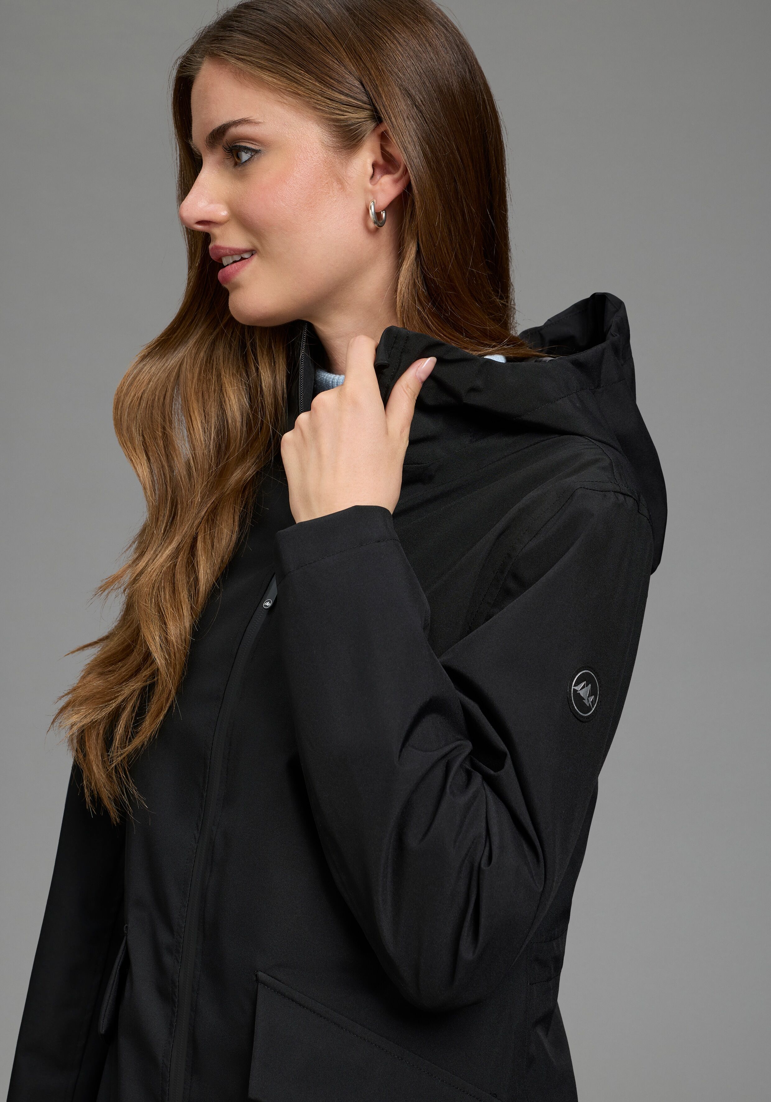 Funktionsjacke POLARINO, Damen, Gr. 46, schwarz, Web, Obermaterial: 100% Polyester. Futter: 100% Polyester, unifarben, figurumspielend Po-bedeckend, mit innenliegendem Gummizug, Jacken Funktionsjacke, leicht & flexibel, für Regenwetter geeignet, wasserdic