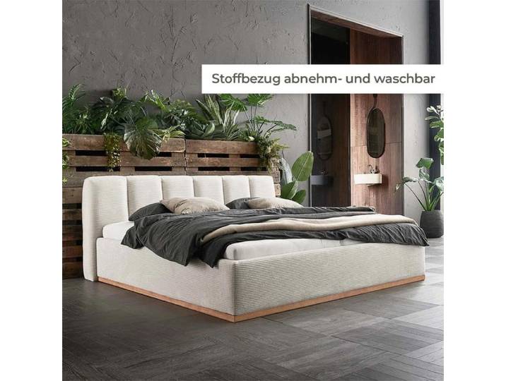 HOMELIV. Polsterbett SwitchIT La Palma Cord 140x200 cm Sand retro/vintage, Mit abnehmbarem Bezug