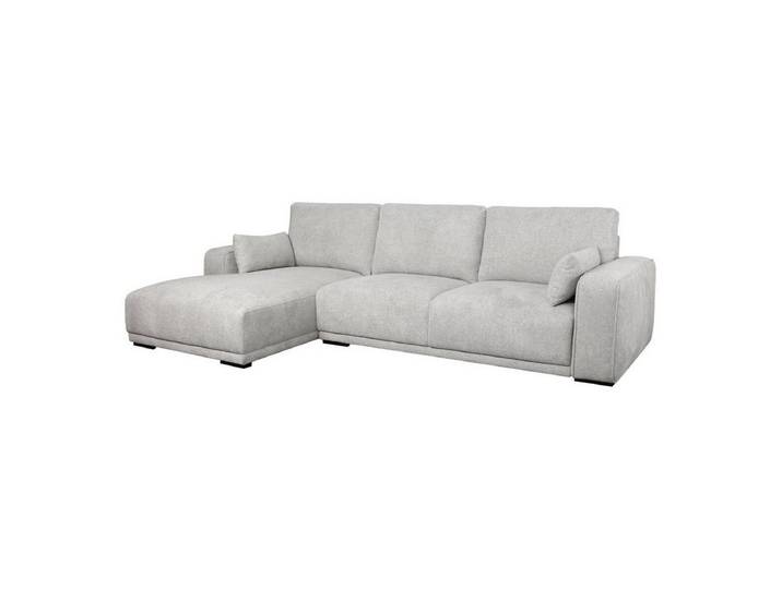 Feeling4Home Ecksofa Fonora Hellgrau - Linke Recamiere, Federkern & Stoff-Bezug, Elegante Metallbeine, weiche Haptik