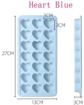 Lush Living Finds Heart Shape Silicone Ice Cube Tray With Lid For Whiskey, Cocktails & Chocolate Mold blue