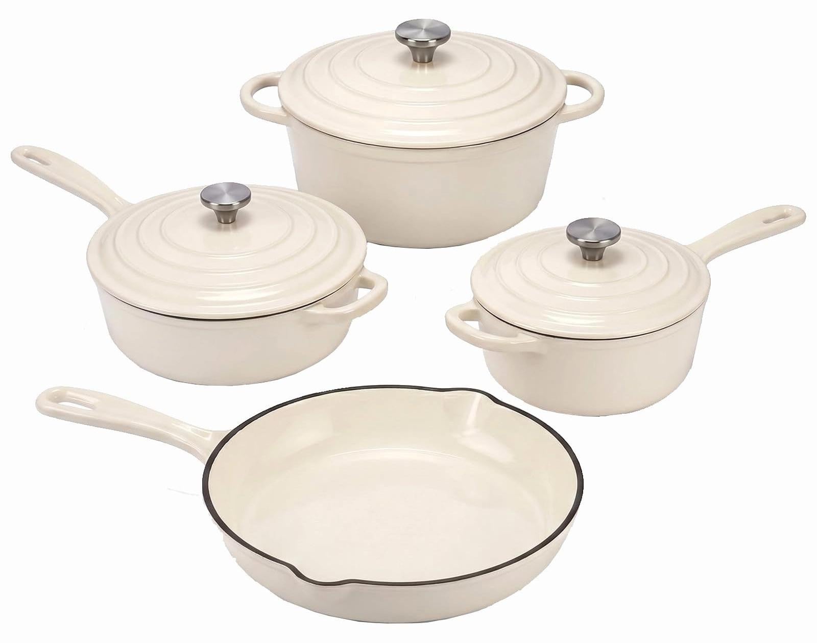 Dripio 4-delige set gietijzeren kookgerei met emaille coating