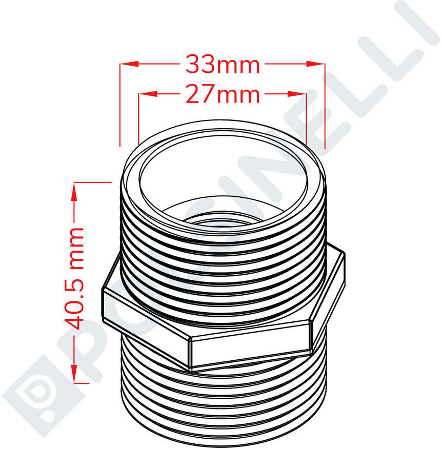 Polsinelli Mamelon hexagonal inox 1"