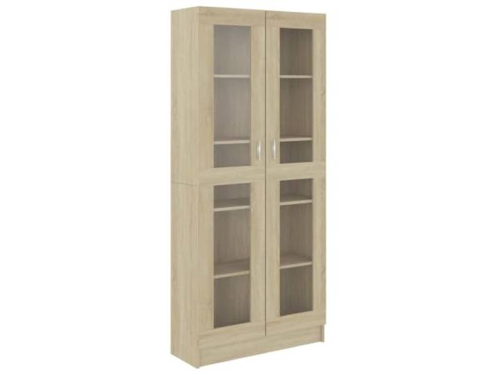 KGHERMDF Vitrinenschrank Sonoma-Eiche 82,5x30,5x185 cm Holzwerkstoff 5 Fächer, 2 Türen, Robust, Pflegeleicht, Vielseitig für Wohnzimmer