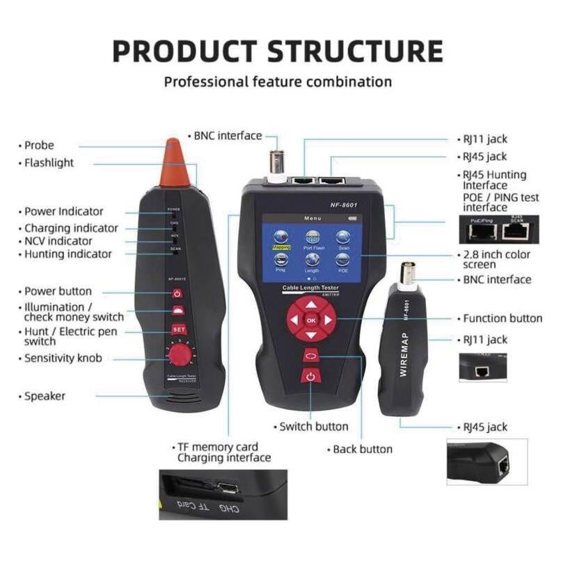 Lynx Cs kabel tester PoE test, RJ11 & RJ45 met 8 remotes! (Kabeltester) (TLCD88)