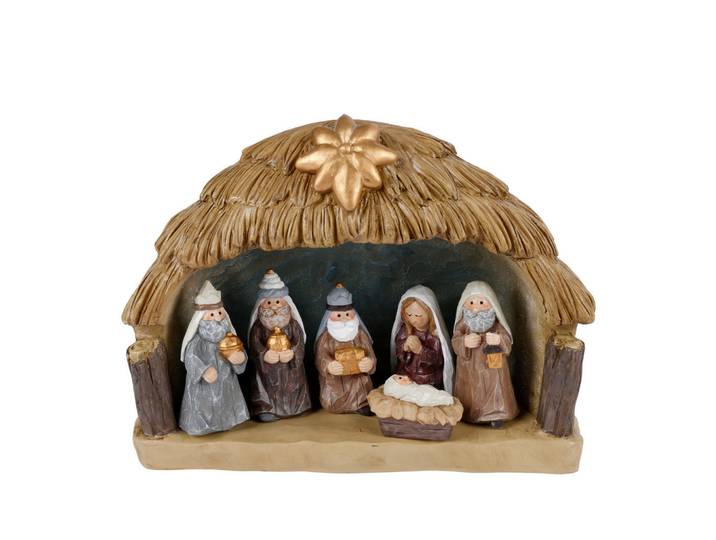 Krippenfiguren-Set, Mehrfarbig, Kunststoff, 10x20x26 cm, Dekoration, Weihnachtsdekoration, Krippenfiguren