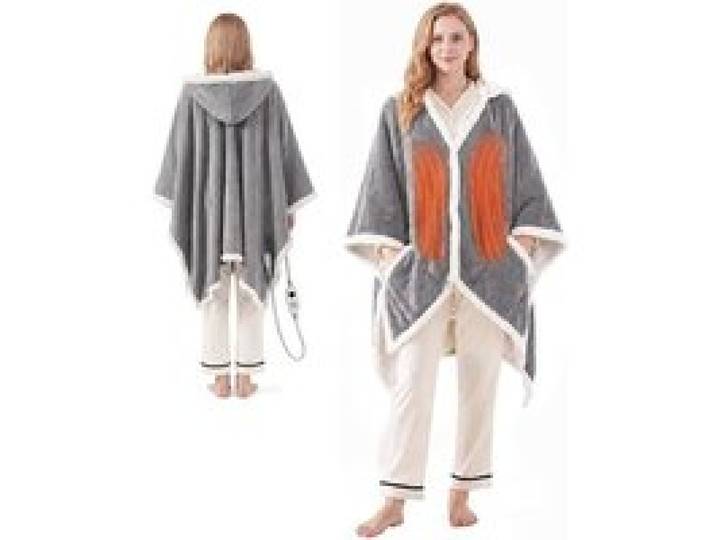 Couverture chauffante électrique avec capuche et poches 152 x 127 Fnelle moelleuse 6 niveaux 10 Gris Cir COUVERTURE CHAUFFANTE