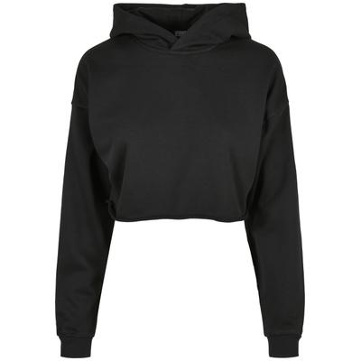 Sweatshirt URBAN CLASSICS "Urban Classics Damen Ladies Oversized Cropped Hoody", Damen, Gr. L, schwarz, 65% Baumwolle, 35% Polyester, unifarben, Rundhals, Sweatshirts Sweatshirt
