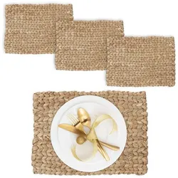 Relaxdays Eckige Tischsets 4er Set Hellbraun