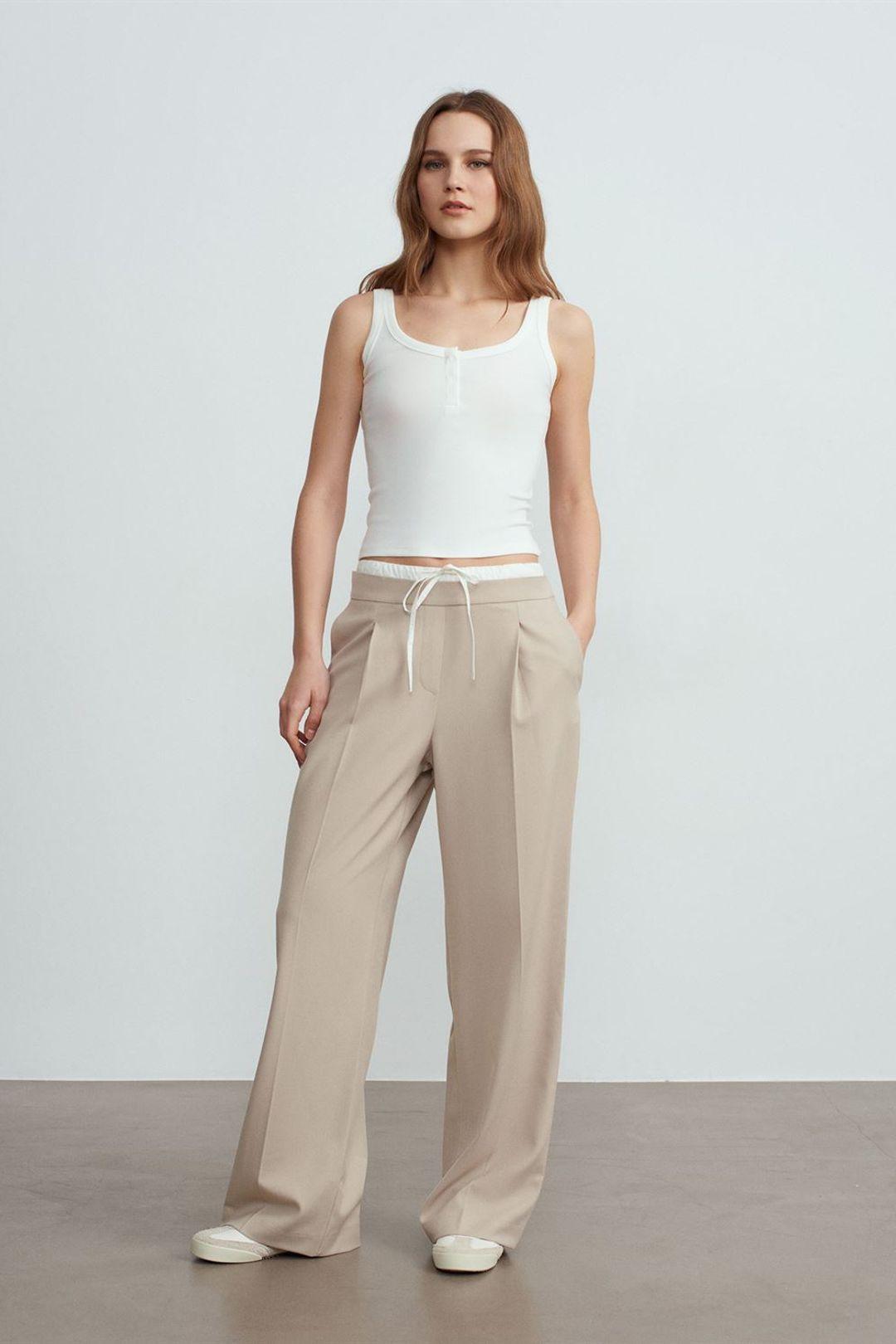 Geribbelde Crop Cami Blouse