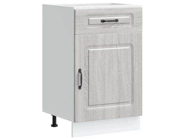 HKTMGDNG Küchenunterschrank Kalmar mit Schublade Grau Sonoma 50x46x81.5 cm Kompakter Anbauschrank für die Küche mit verstellbaren Füßen, geräumiger Schublade und Tür für ordentliche Aufbewahrung.