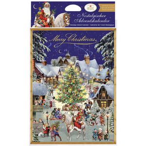 Heidel Adventskalender Nostalgisch Merry Christmas, gefüllt mit Vollmilchschokoladenfiguren, 75g