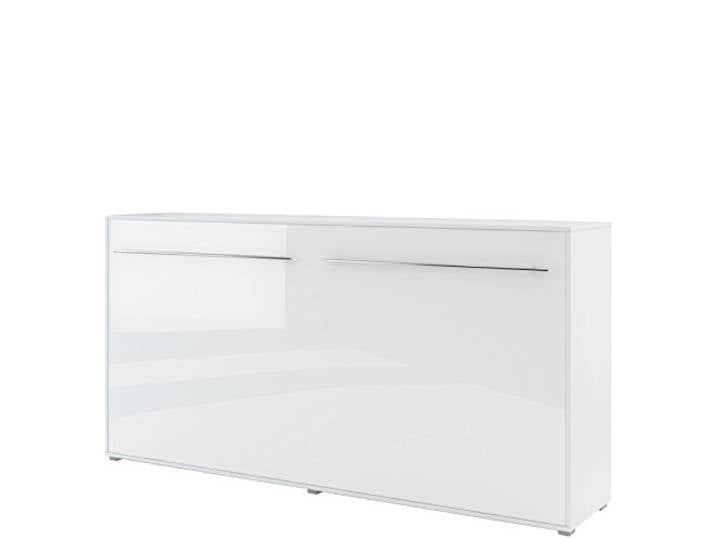 Schrankbett Concept PRO Horizontal, Wandklappbett, Bettschrank, Wandbett, Schrank mit integriertem Klappbett, Funktionsbett (90 x 200 cm, Weiß/Weiß Hochglanz, Horizontal)