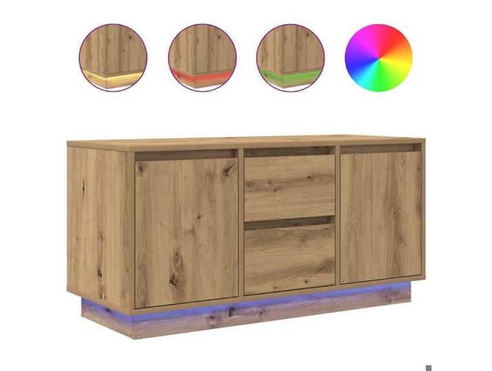 Console TV VENT-FLASH - Banc TV Meuble TV - avec éclairages LED chêne artisanal 100x41x50 cm - Meuble de Salon（67371）ZLH