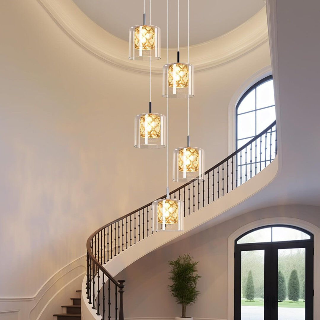 Rosdorf Park - Light Stainless Stee Cylinder Pendant Stainless Stee 175cm H x 30cm W x 30cm D