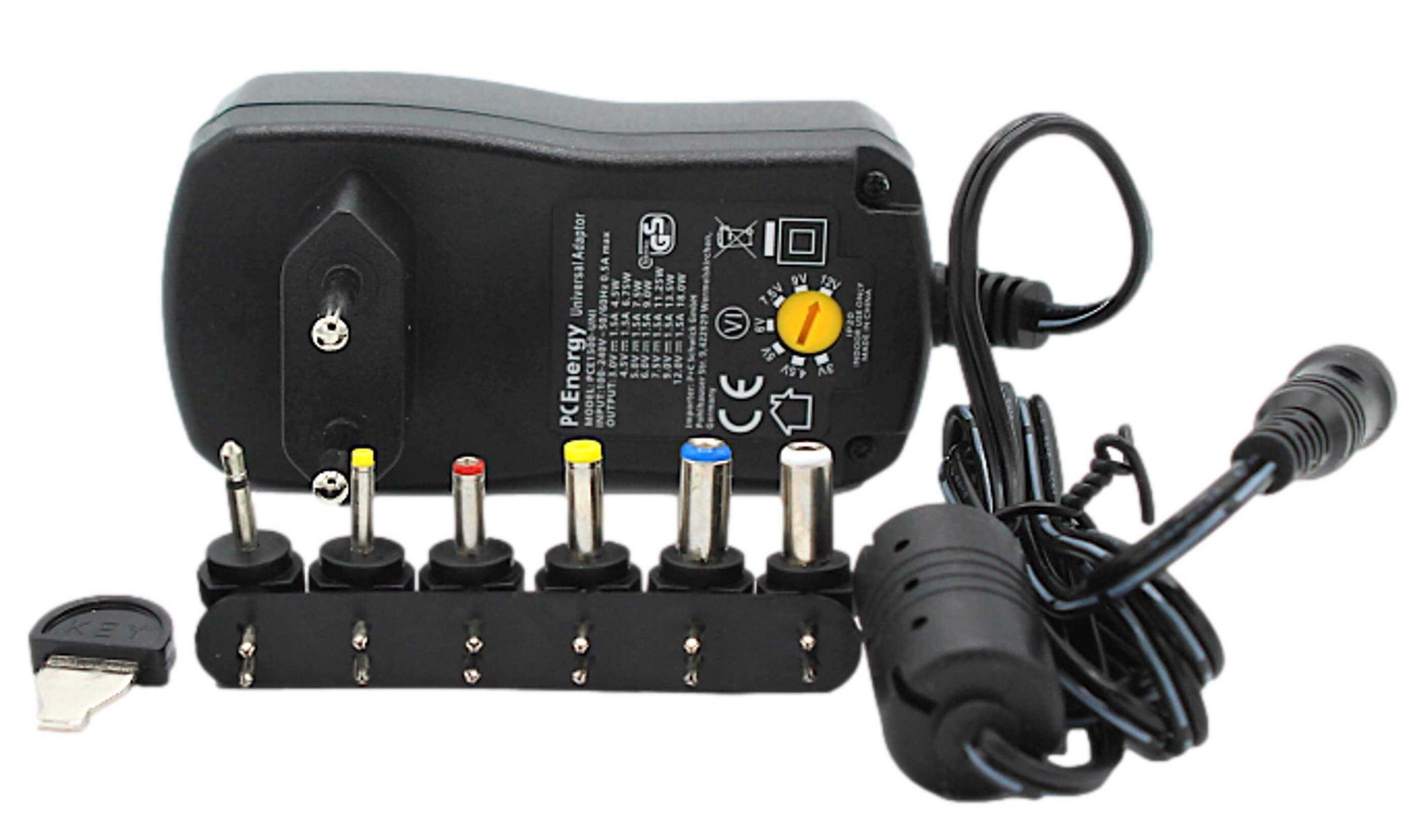PCEnergy Universele Voeding PCE600-uni, 3-12 VDC, 600mA, met 6 connectoren