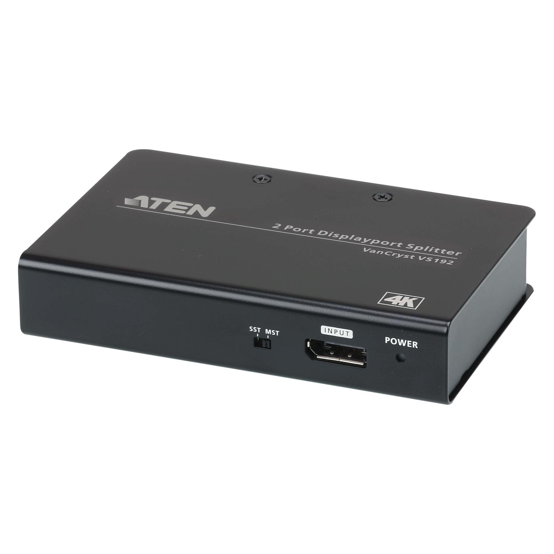 Aten VS192, DisplayPort, 2x DisplayPort, 4096 x 2160 pixels, black, metal (VS192)