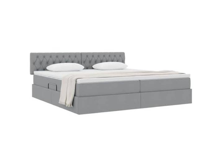 KTHLBRH Bett mit Stauraum und Matratze, Hellgrau, 200 x 200 cm Rechteckiges Design, stabiler Rahmen, Hebemechanismus, Stauraum unter dem Bett