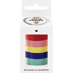 folia Geschenkband RAINBOW, 10 mm x  4 m, mint, dunkelblau, gelb, pink, rot