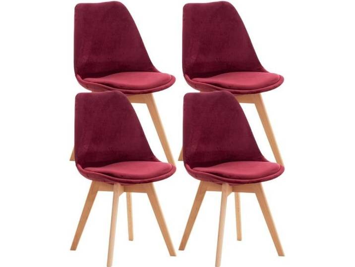 Lot de 4 Chaises Vintage LinCHAVORNAY en Simili et Bois - Bordeaux