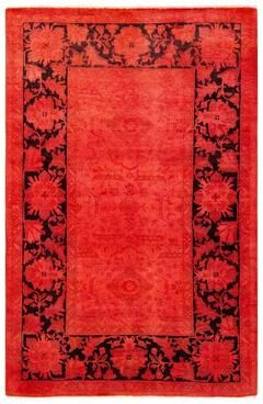 Overton "Vibrance, One-of-a-Kind Hand-Knotted Area Rug - Pink, 4' 1"" x 6' 4"" - 4' 1"" x 6' 4"""