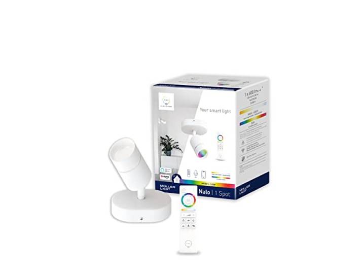 tint Smarter drehbarer 1er Spot NALO – Steuerbar per Alexa oder Fernbedienung – Drehbarer 1er Sport mit weißem (1800-6500 K) und farbigem Licht RGB, 5,2 W