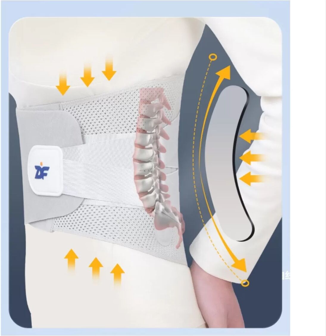 INF Unisex Lendenstützgürtel — 360° Ergonomischer, Atmungsaktiver Polyester-Rückenstützgürtel mit bionischen Stahlplatten XL