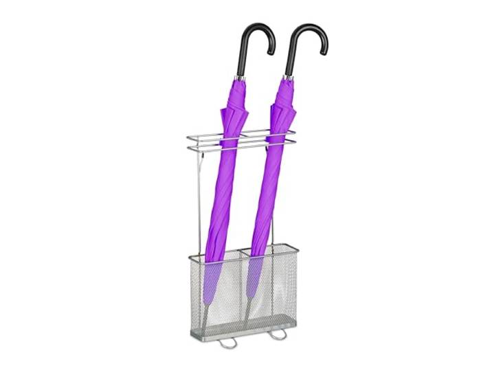 Relaxdays Porte-parapluie\, HxLxP: env. 54x30\,5x15 cm\, métal\, rangement rectangulaire pour ombrelles\, moderne\, argenté