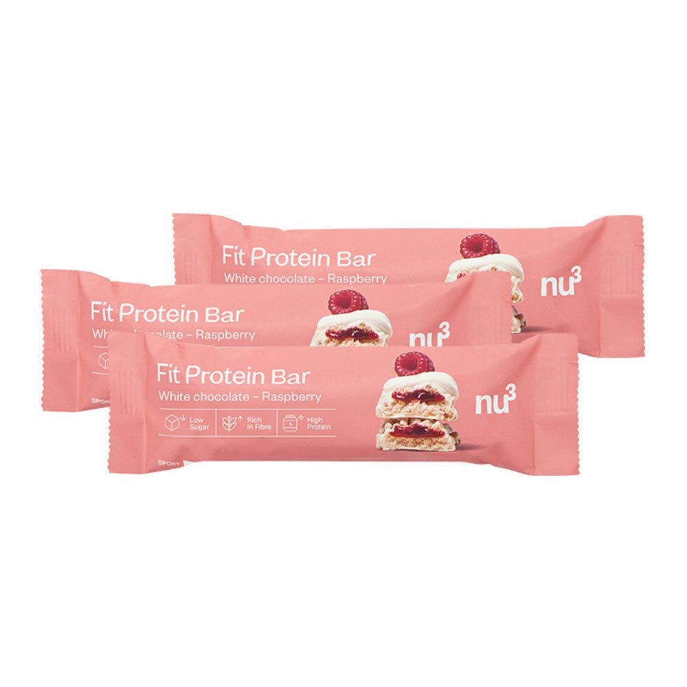 3 x nu3 Fit Protein Bar, White Chocolate Raspberry 3x55 g Riegel