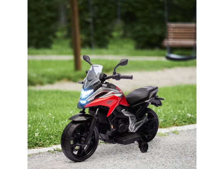 AIYAPLAY Moto Électrique Enfant 12V Rouge avec Musique et Phares
