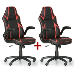 Leder-Gamingstuhl GAME, 1+1 GRATIS, schwarz/rot