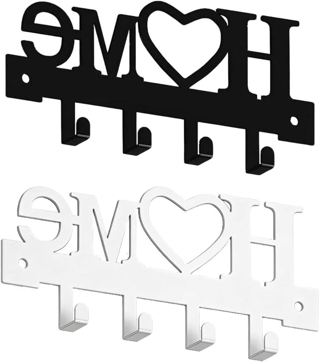 Set van 2 minimalistische wandhaken van duurzaam ijzer in zwart en wit