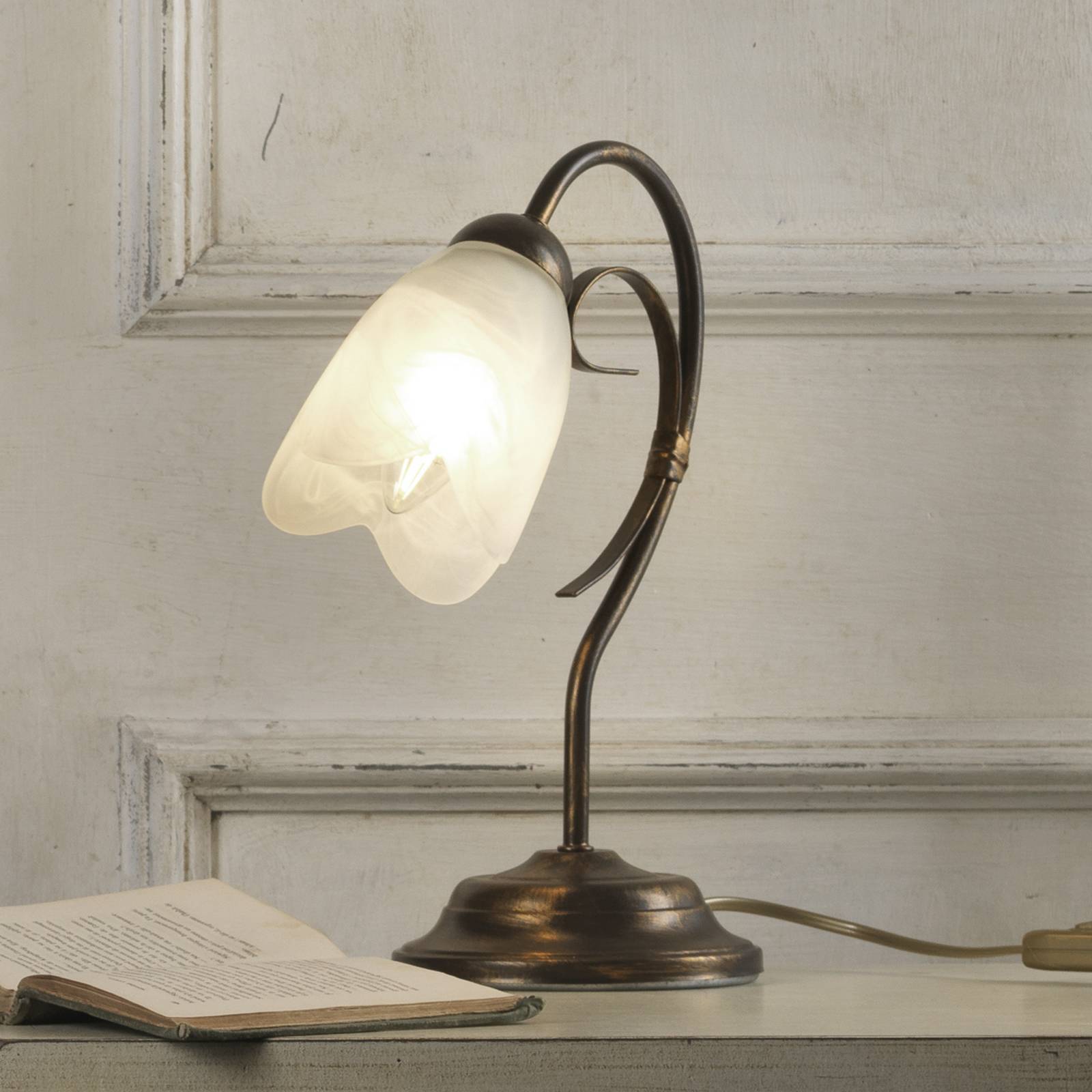 Tischlampe Odino ONLI, bronze / altmessing, für Wohn- / Esszimmer, Metall, Tischlampe