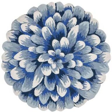 Trans Ocean Import Co Inc Mum Round Rug, 3' Round, Blue