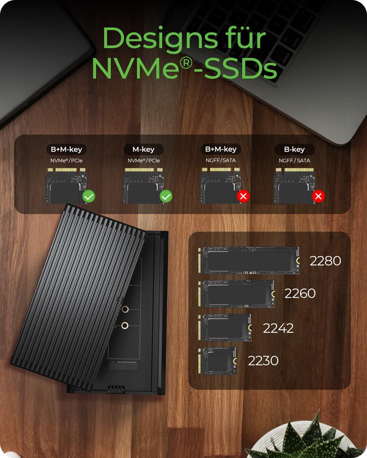 IcyBox IB-1920M-C42 NVMe M.2 SSD naar USB 4 Type-C behuizing, grijs