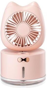 Inspired Deals Cat Shape Rechargeable Desktop Humidifier Fan Portable Mist Cooling Mini Desk Air Cooler pink