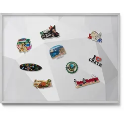 MAGNETTAFEL 80x60 cm Silberner Rahmen 3D Geometrischer Hintergrund