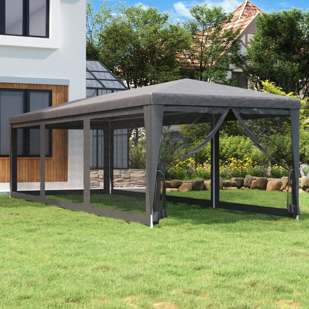 Dakota Fields Andry Party Tent with 8 Mesh Sidewalls 3x9 m HDPE Red 3 x 9 m