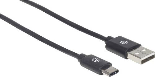Manhattan USB-Kabel USB 2.0 USB-A Stecker, USB-C Stecker 2.00 m Schwarz 354929