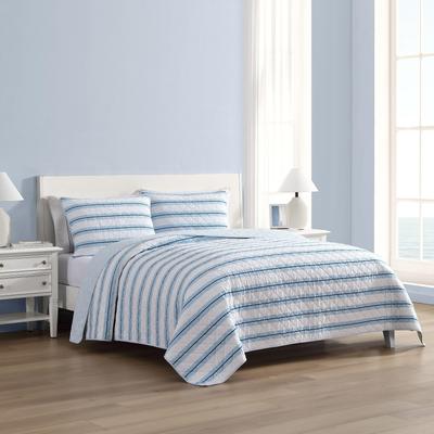 Nautica Tim Stripe Blue Cotton Reversible Quilt Set