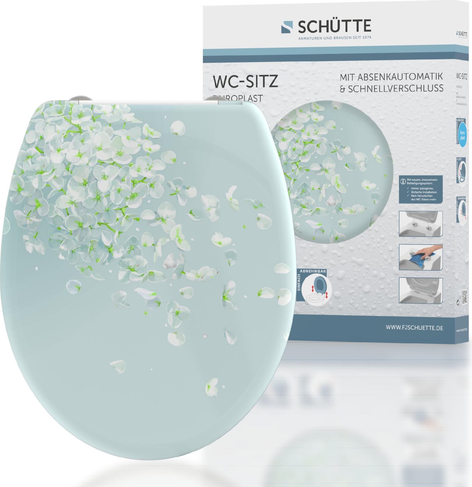 Schütte WC-bril Flower in the Wind met soft close en snelsluiting