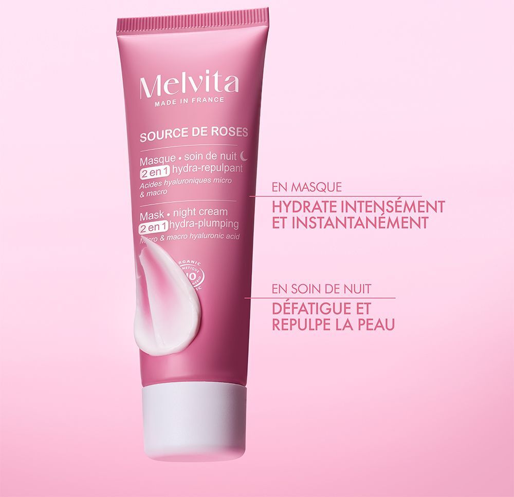 Melvita Rose Masque Nuit 2En1 50Ml 50 ml Gesichtsmaske