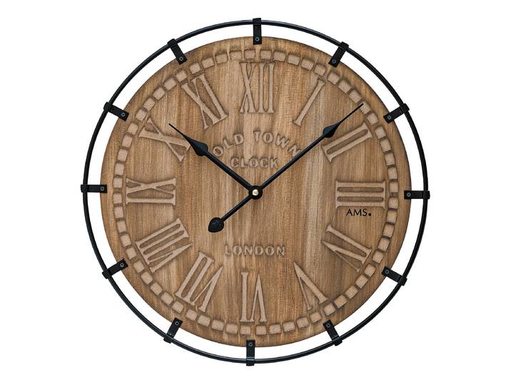 Wanduhr Maior Gefrästes Holzgehäuse 40 x 40 x 3cm Multicolor/Braun