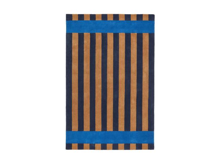 Scandi Living Tapis en laine Aisles Bleu, 170x240 cm