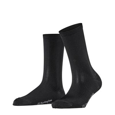 Socken BURLINGTON "Princess Street", Damen, Gr. 36-41, Sockengröße, schwarz, Materialmix, unifarben, Socken Socken, Einheitsgröße 36-41, feine Rippenstruktur, Viskosemischung