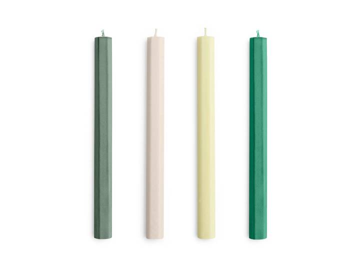 HAY Bougies Hexagon Candle mix lot de 4 Greens-whites