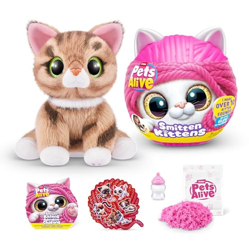 Pets Alive Smitten Kittens Surprise Ginger: Interactief elektronisch knuffelkatje met 10 geluiden en ultra zacht pluche