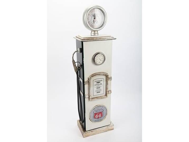 point home Design-Schrank Zapfsäule mit Uhr, Regal aus Holz, Lifestyle-Möbel im Retrolook, Grün/Weiß, 110cm, 3 Fächer